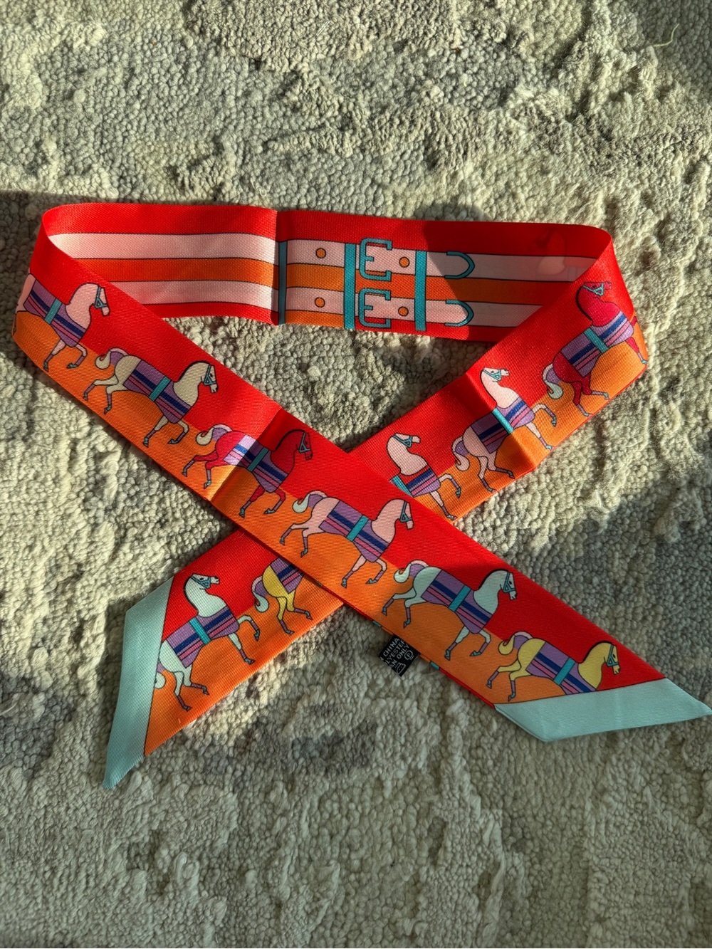 Designer-style Horse Print Twilly Scarf
